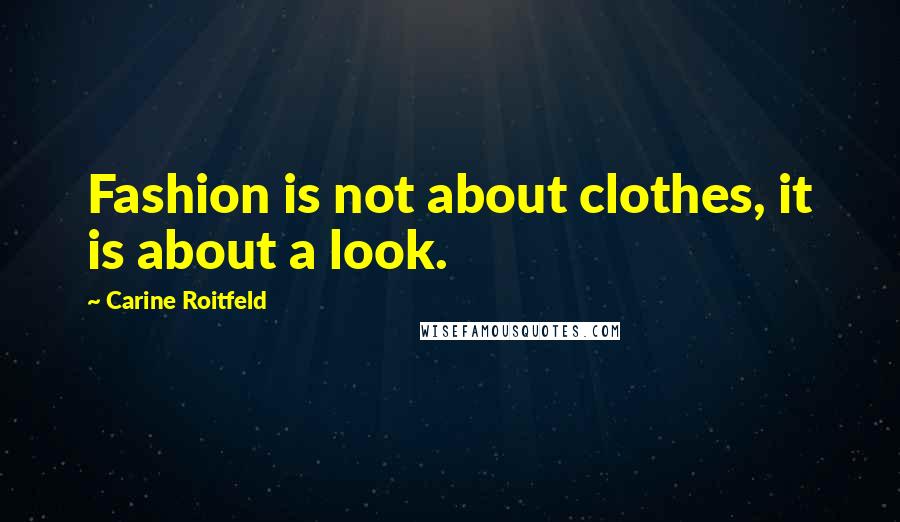 Carine Roitfeld Quotes: Fashion is not about clothes, it is about a look.