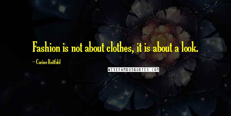 Carine Roitfeld Quotes: Fashion is not about clothes, it is about a look.