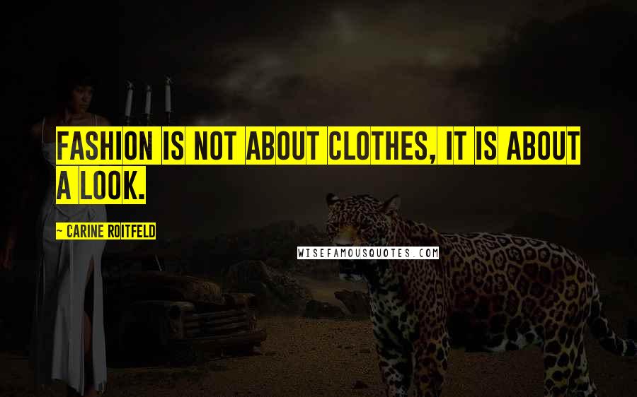 Carine Roitfeld Quotes: Fashion is not about clothes, it is about a look.