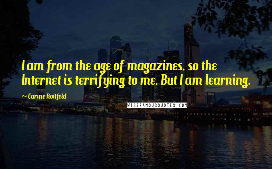 Carine Roitfeld Quotes: I am from the age of magazines, so the Internet is terrifying to me. But I am learning.