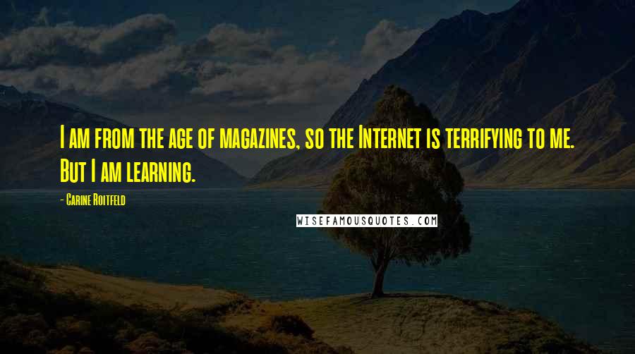 Carine Roitfeld Quotes: I am from the age of magazines, so the Internet is terrifying to me. But I am learning.