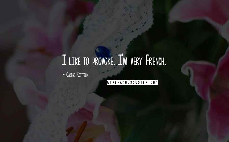 Carine Roitfeld Quotes: I like to provoke. I'm very French.
