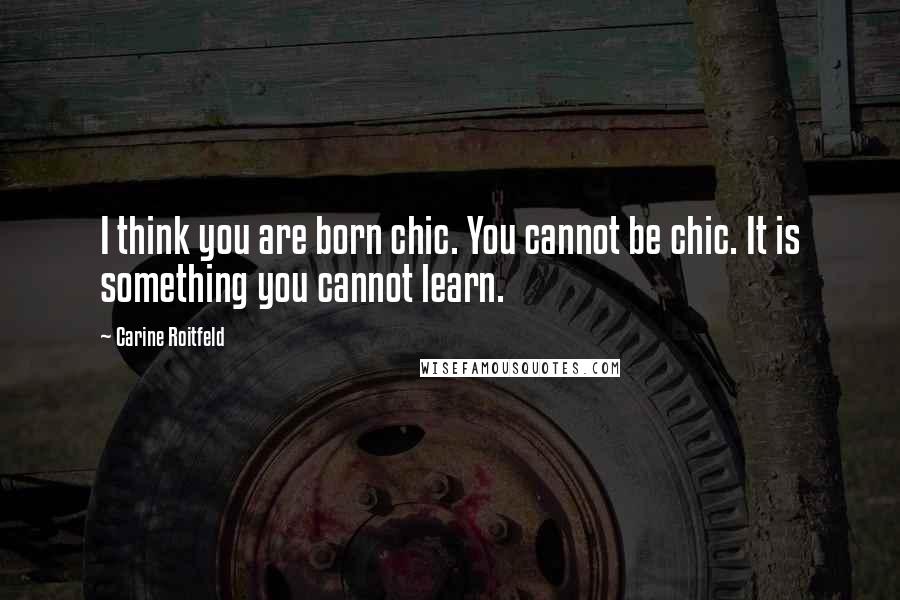 Carine Roitfeld Quotes: I think you are born chic. You cannot be chic. It is something you cannot learn.
