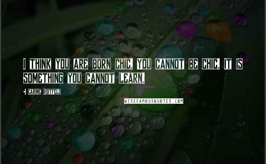 Carine Roitfeld Quotes: I think you are born chic. You cannot be chic. It is something you cannot learn.