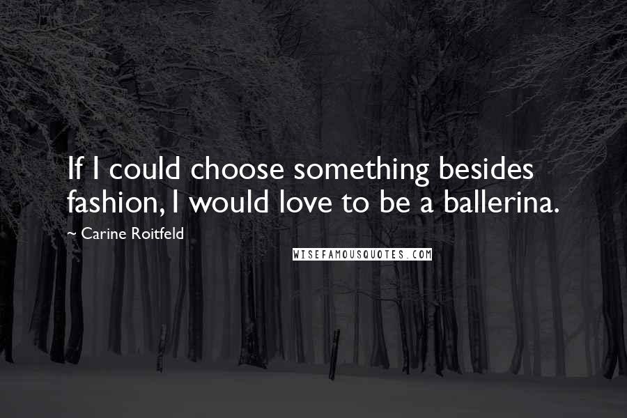 Carine Roitfeld Quotes: If I could choose something besides fashion, I would love to be a ballerina.
