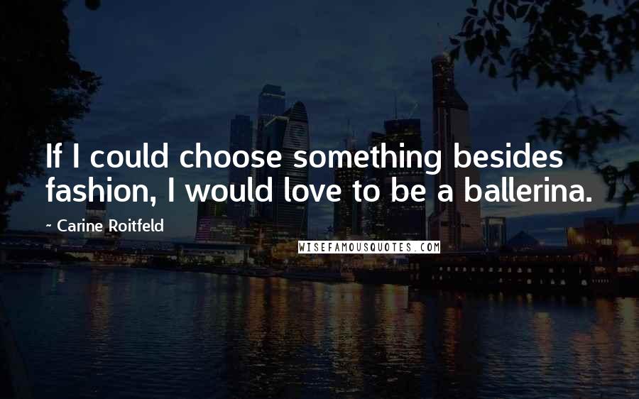 Carine Roitfeld Quotes: If I could choose something besides fashion, I would love to be a ballerina.