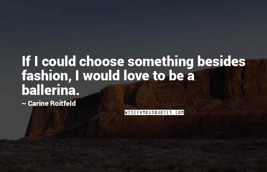 Carine Roitfeld Quotes: If I could choose something besides fashion, I would love to be a ballerina.
