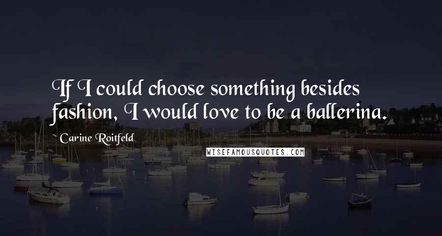 Carine Roitfeld Quotes: If I could choose something besides fashion, I would love to be a ballerina.