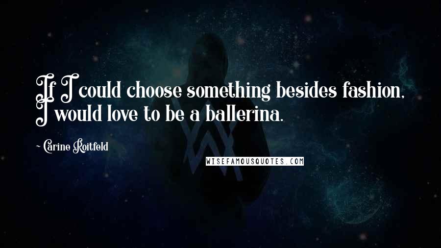 Carine Roitfeld Quotes: If I could choose something besides fashion, I would love to be a ballerina.