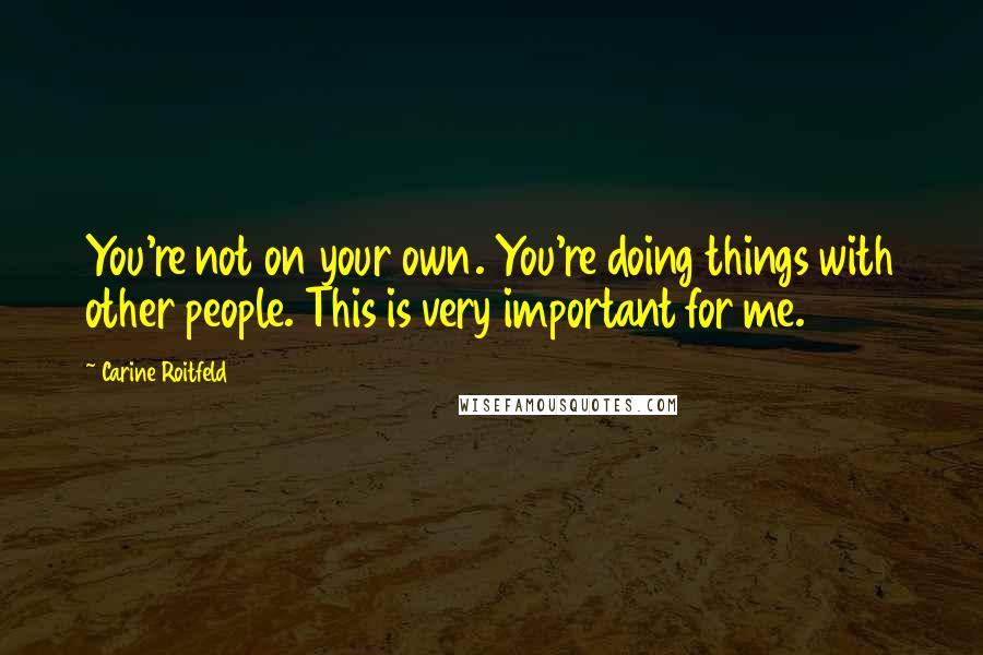 Carine Roitfeld Quotes: You're not on your own. You're doing things with other people. This is very important for me.