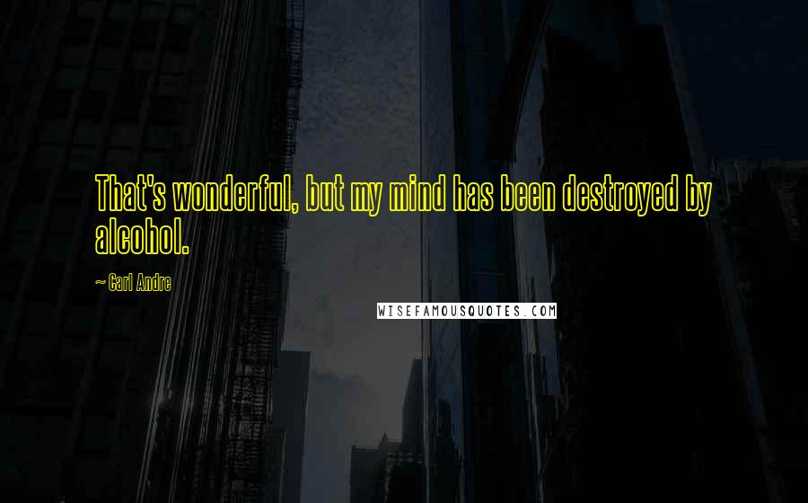 Carl Andre Quotes: That's wonderful, but my mind has been destroyed by alcohol.