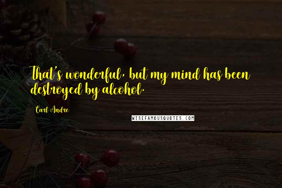 Carl Andre Quotes: That's wonderful, but my mind has been destroyed by alcohol.