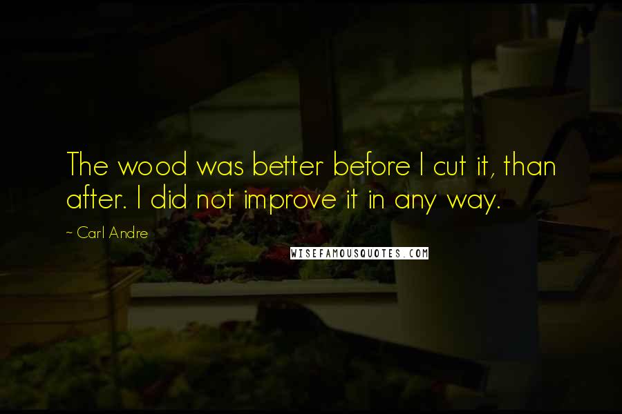 Carl Andre Quotes: The wood was better before I cut it, than after. I did not improve it in any way.