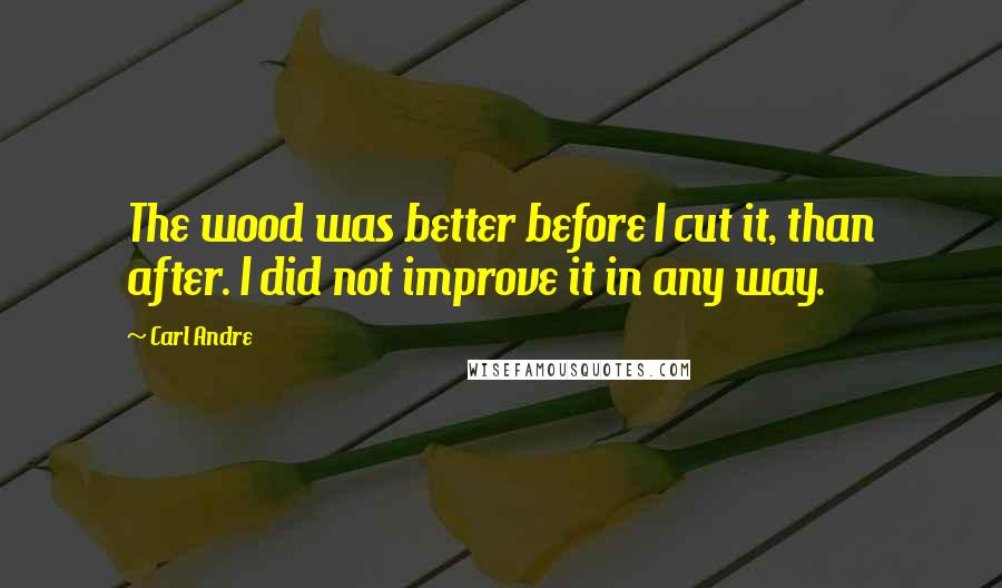 Carl Andre Quotes: The wood was better before I cut it, than after. I did not improve it in any way.