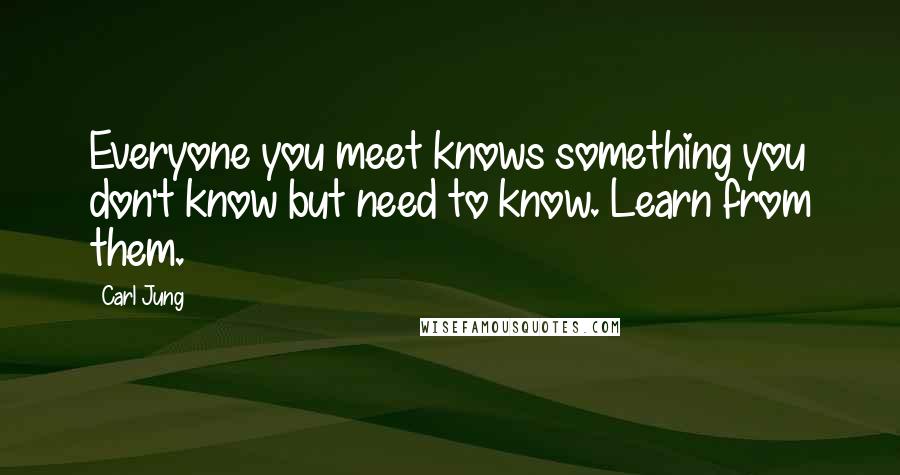 Carl Jung Quotes: Everyone you meet knows something you don't know but need to know. Learn from them.