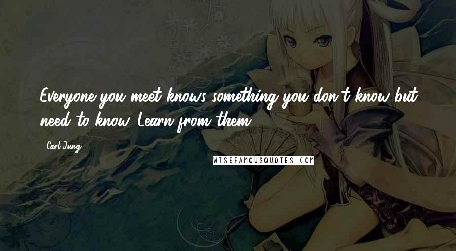 Carl Jung Quotes: Everyone you meet knows something you don't know but need to know. Learn from them.