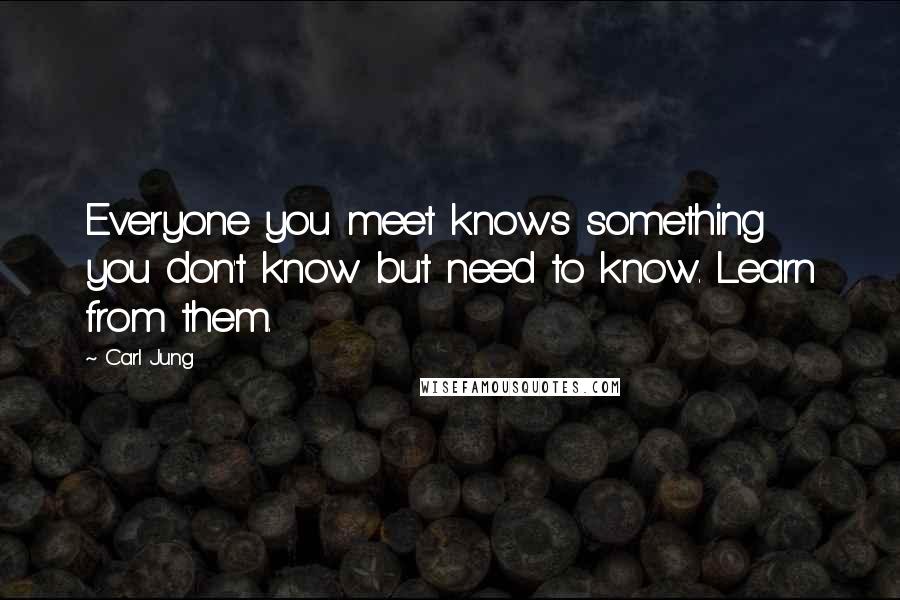 Carl Jung Quotes: Everyone you meet knows something you don't know but need to know. Learn from them.