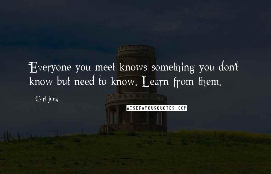 Carl Jung Quotes: Everyone you meet knows something you don't know but need to know. Learn from them.