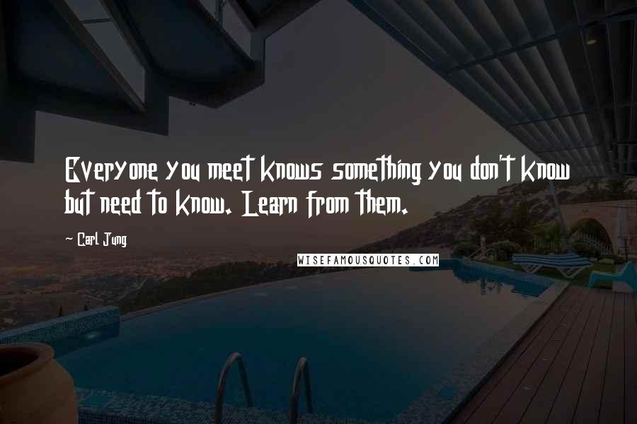 Carl Jung Quotes: Everyone you meet knows something you don't know but need to know. Learn from them.