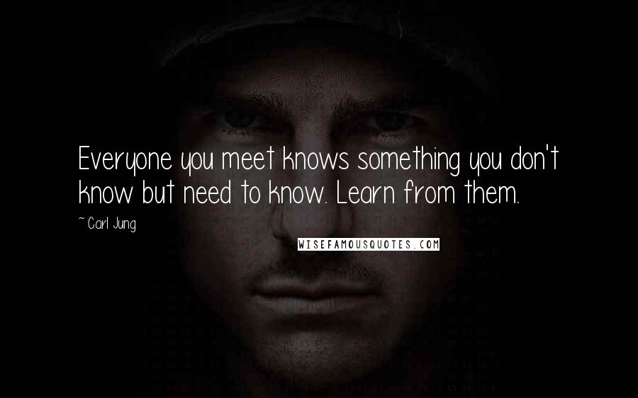 Carl Jung Quotes: Everyone you meet knows something you don't know but need to know. Learn from them.