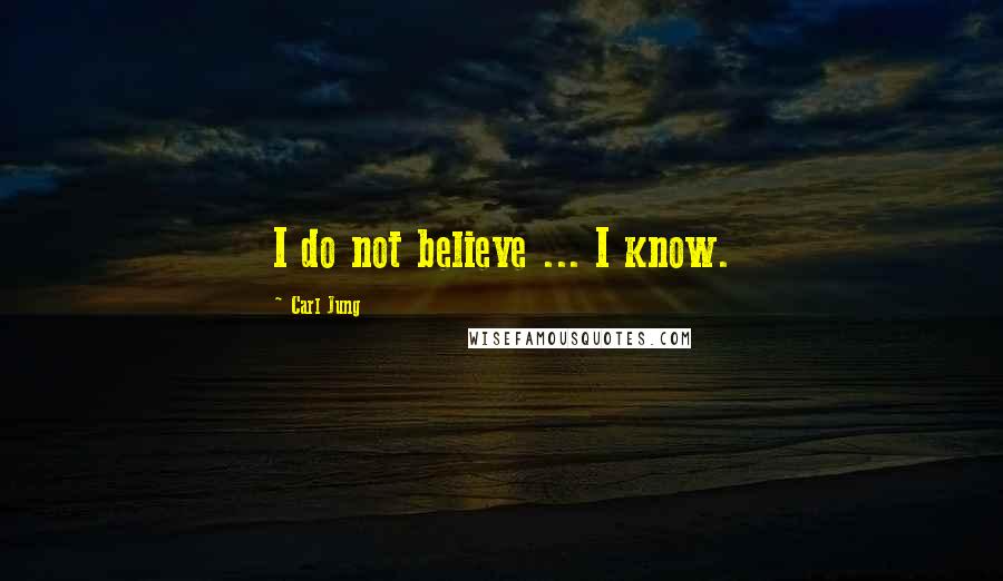 Carl Jung Quotes: I do not believe ... I know.