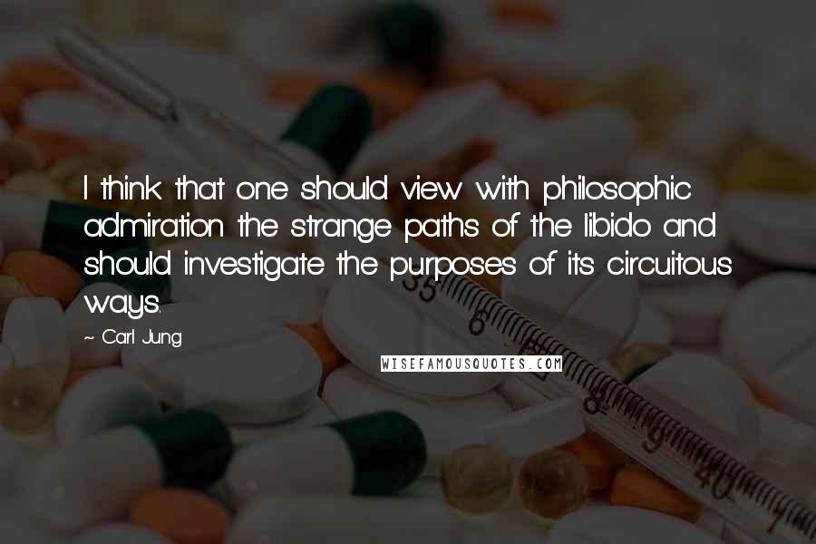 Carl Jung Quotes: I think that one should view with philosophic admiration the strange paths of the libido and should investigate the purposes of its circuitous ways.