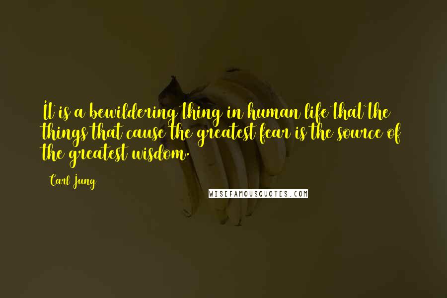 Carl Jung Quotes: It is a bewildering thing in human life that the things that cause the greatest fear is the source of the greatest wisdom.