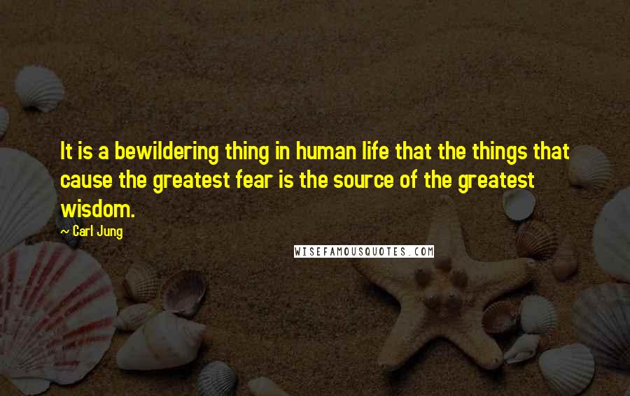 Carl Jung Quotes: It is a bewildering thing in human life that the things that cause the greatest fear is the source of the greatest wisdom.