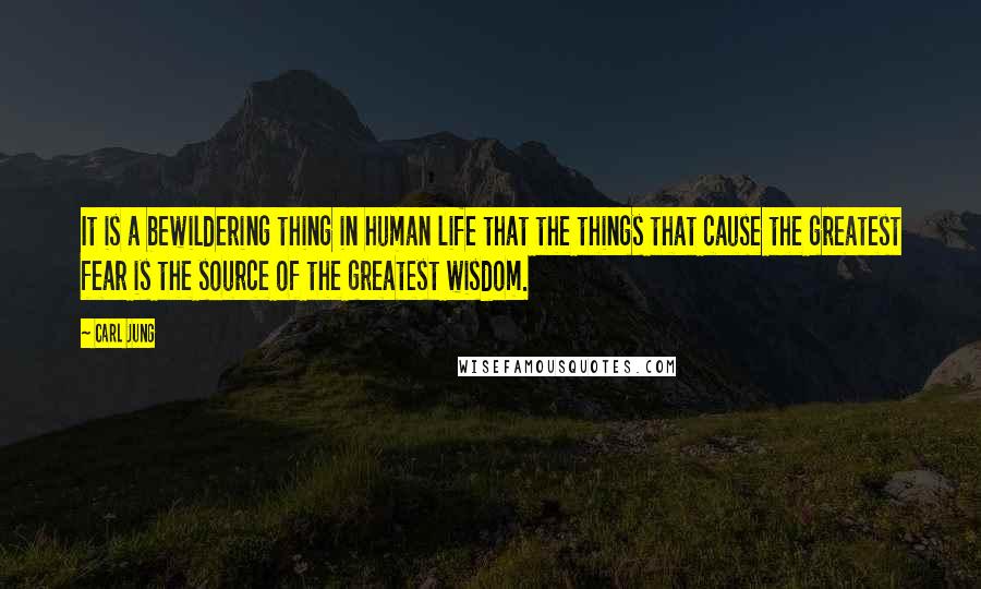 Carl Jung Quotes: It is a bewildering thing in human life that the things that cause the greatest fear is the source of the greatest wisdom.