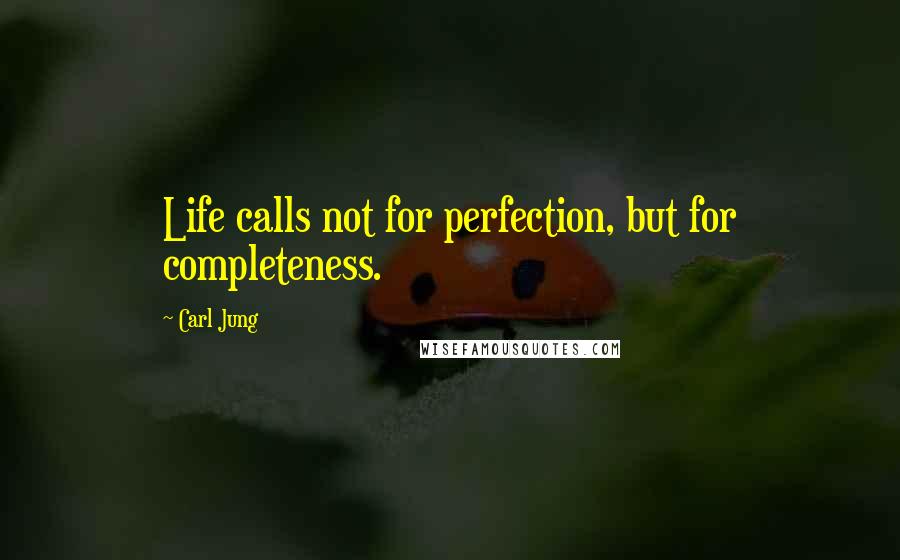 Carl Jung Quotes: Life calls not for perfection, but for completeness.