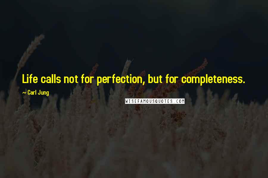 Carl Jung Quotes: Life calls not for perfection, but for completeness.