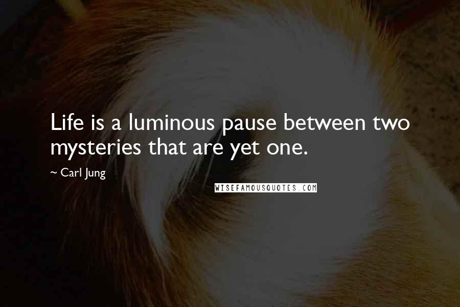 Carl Jung Quotes: Life is a luminous pause between two mysteries that are yet one.