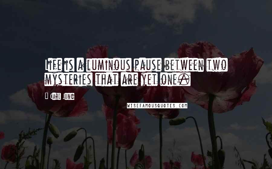 Carl Jung Quotes: Life is a luminous pause between two mysteries that are yet one.