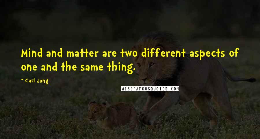 Carl Jung Quotes: Mind and matter are two different aspects of one and the same thing.