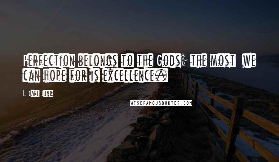 Carl Jung Quotes: Perfection belongs to the Gods; the most we can hope for is excellence.