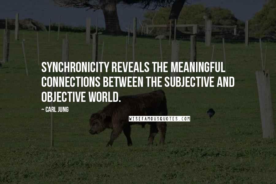 Carl Jung Quotes: Synchronicity reveals the meaningful connections between the subjective and objective world.