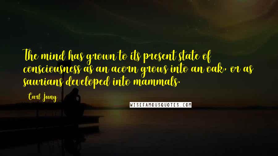 Carl Jung Quotes: The mind has grown to its present state of consciousness as an acorn grows into an oak, or as saurians developed into mammals.