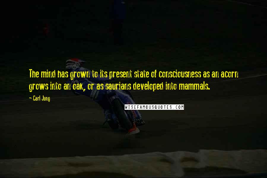 Carl Jung Quotes: The mind has grown to its present state of consciousness as an acorn grows into an oak, or as saurians developed into mammals.