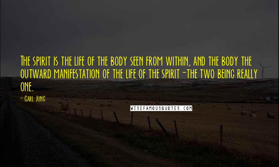 Carl Jung Quotes: The spirit is the life of the body seen from within, and the body the outward manifestation of the life of the spirit-the two being really one.