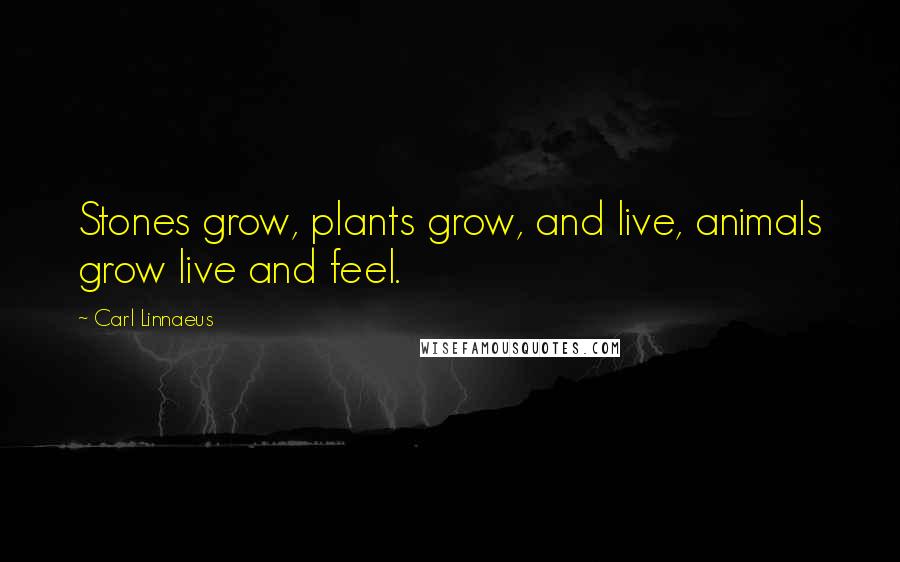 Carl Linnaeus Quotes: Stones grow, plants grow, and live, animals grow live and feel.