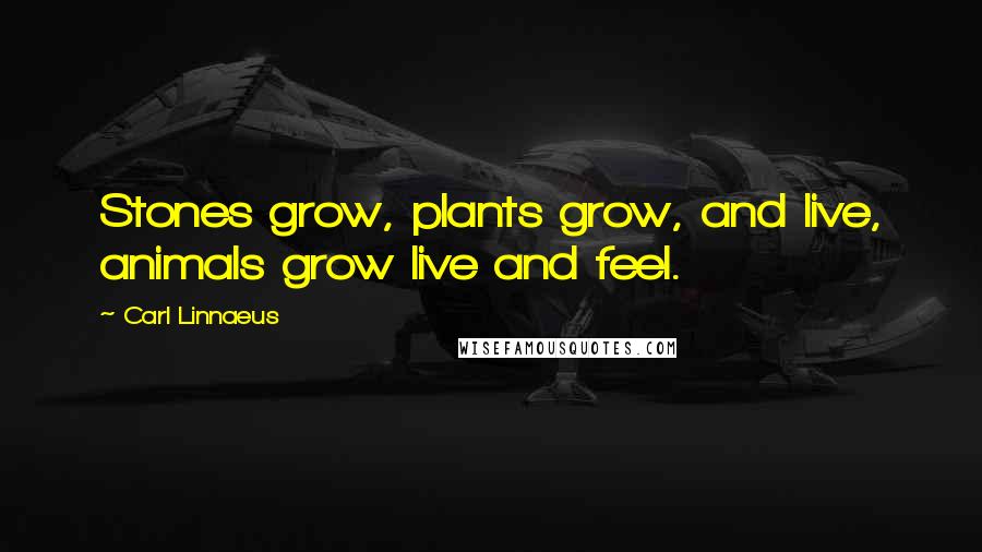 Carl Linnaeus Quotes: Stones grow, plants grow, and live, animals grow live and feel.