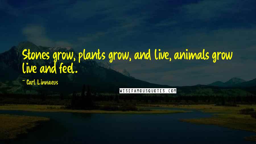 Carl Linnaeus Quotes: Stones grow, plants grow, and live, animals grow live and feel.