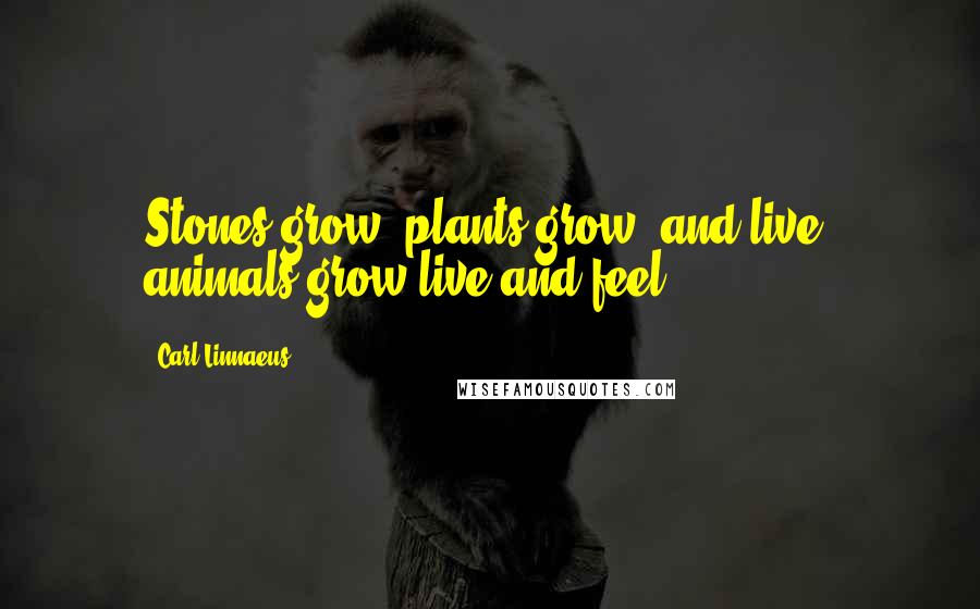 Carl Linnaeus Quotes: Stones grow, plants grow, and live, animals grow live and feel.