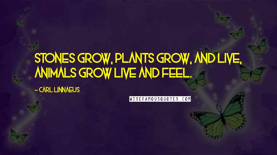 Carl Linnaeus Quotes: Stones grow, plants grow, and live, animals grow live and feel.