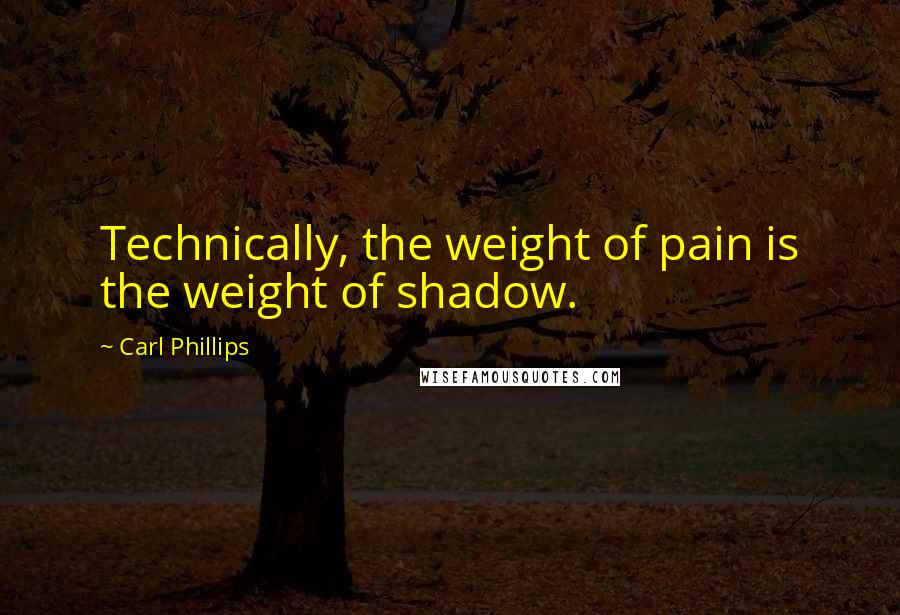 Carl Phillips Quotes: Technically, the weight of pain is the weight of shadow.