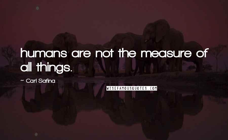 Carl Safina Quotes: humans are not the measure of all things.