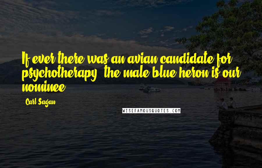 Carl Sagan Quotes: If ever there was an avian candidate for psychotherapy, the male blue heron is our nominee.