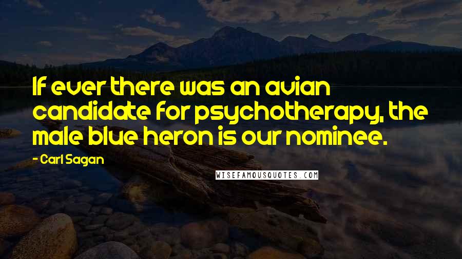 Carl Sagan Quotes: If ever there was an avian candidate for psychotherapy, the male blue heron is our nominee.