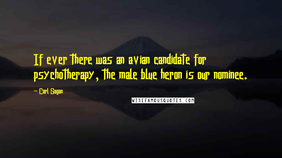 Carl Sagan Quotes: If ever there was an avian candidate for psychotherapy, the male blue heron is our nominee.