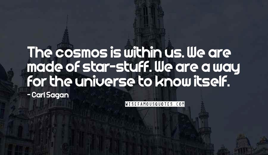 Carl Sagan Quotes: The cosmos is within us. We are made of star-stuff. We are a way for the universe to know itself.